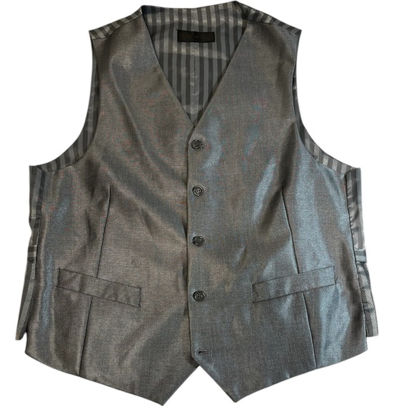 Vinci Gray Slim Fit Formal Vest with V-Neck Sz 40 S - Picture 1 of 4